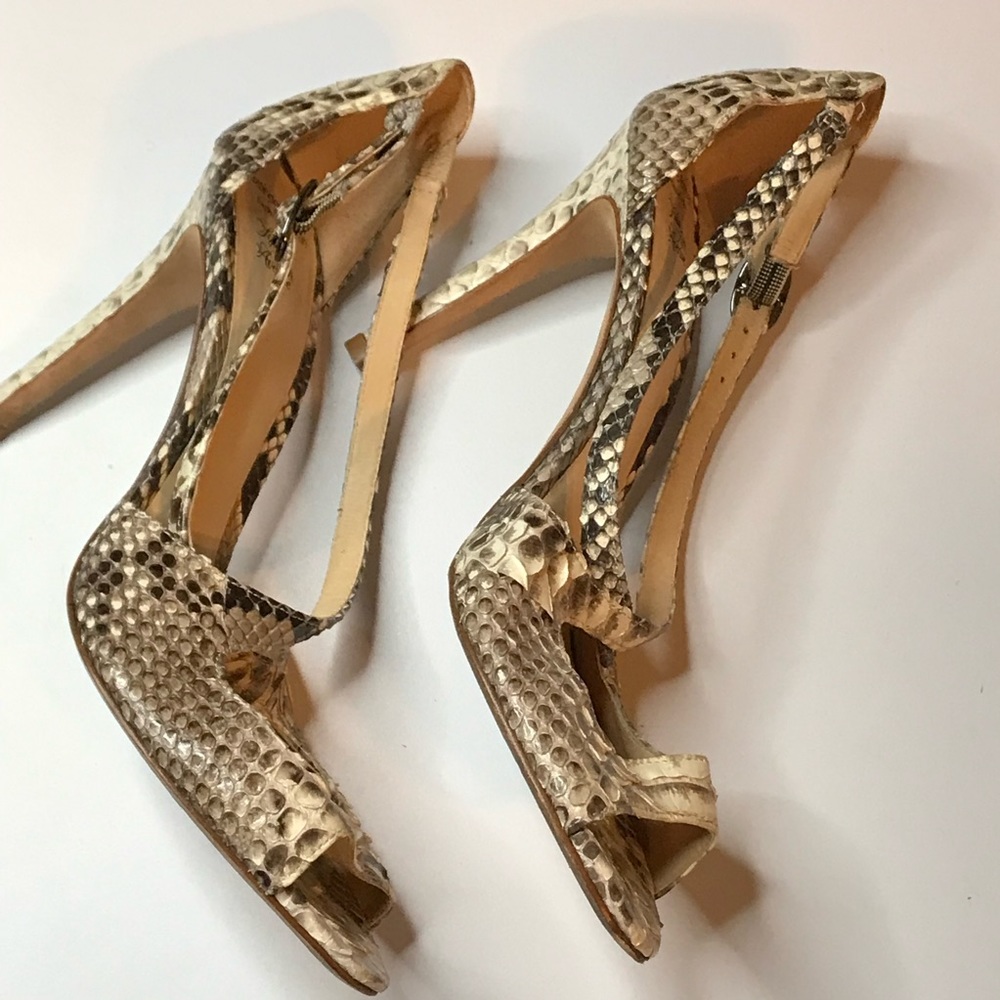 Alexandre Birman Cream/Brown Python Heels - image 3